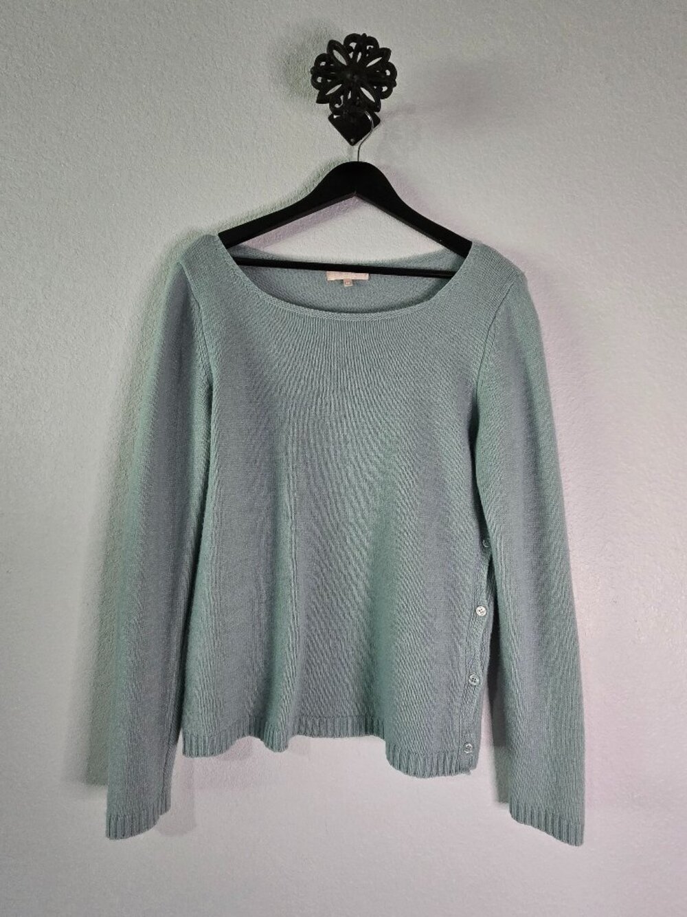 Benedetta B Merino Wool Cashmere Side Button Sweater Size Medium